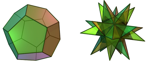 Poliedro convexo (izquierda) y poliedro no convexo (derecha)